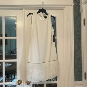 Tahari size 4 feather trim dress